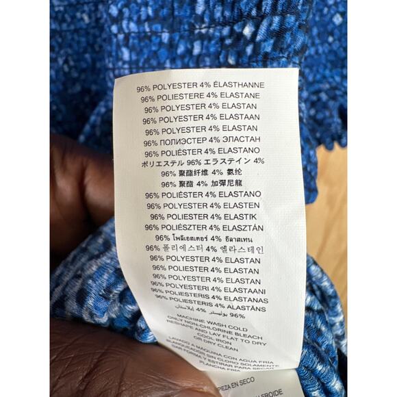 NWT Michael Kors On Off Shoulder Ruffle Dress Mosaic Blue M Cottagecore Tiered - Picture 7 of 8